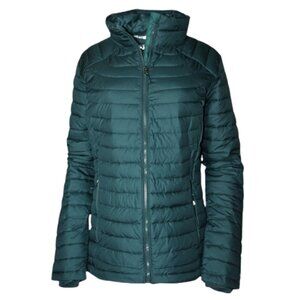Columbia Puffer Jacket Womens Medium White Out ll Omni Heat Dark Seas Teal